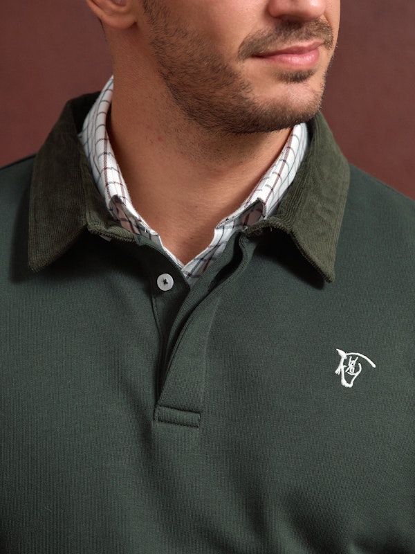 Sweat-shirt à Col Polo en velours Côtelé | Abeto