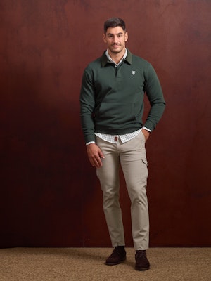 Sudadera Cuello Polo Pana | Abeto