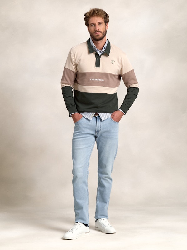 Sweat-shirt à col polo multicolore | Abeto