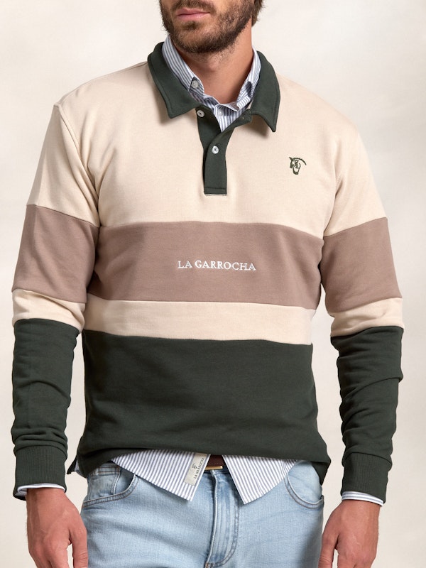 Sweat-shirt à col polo multicolore | Abeto