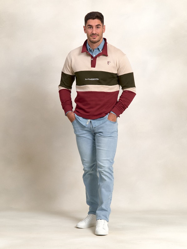 Sweat-shirt à col polo multicolore | Burgundy