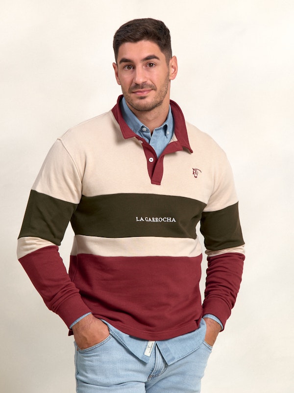 Sweat-shirt à col polo multicolore | Burgundy