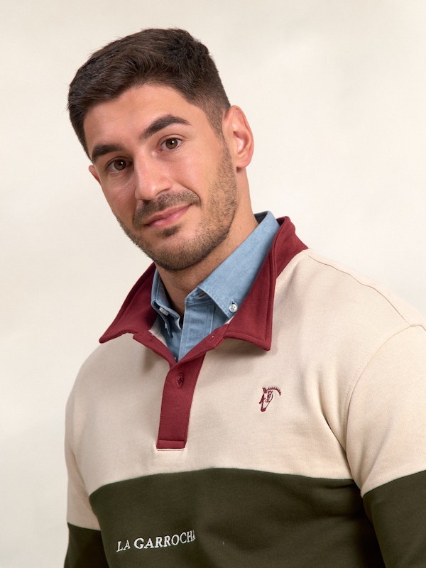 Sweat-shirt à col polo multicolore | Burgundy