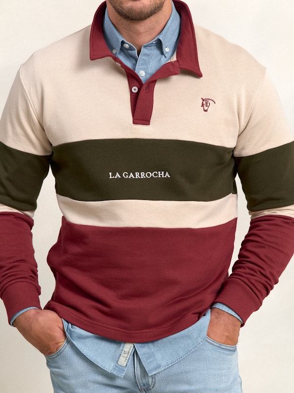 Sweat-shirt à col polo multicolore | Burgundy