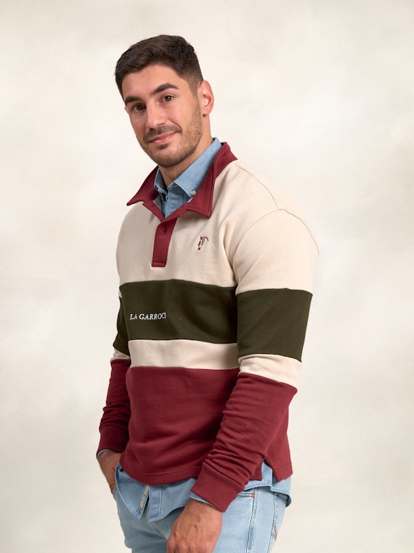 Sweat-shirt à col polo multicolore | Burgundy