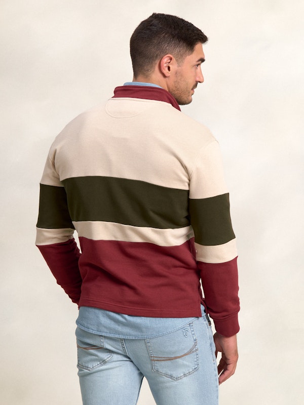Sweat-shirt à col polo multicolore | Burgundy