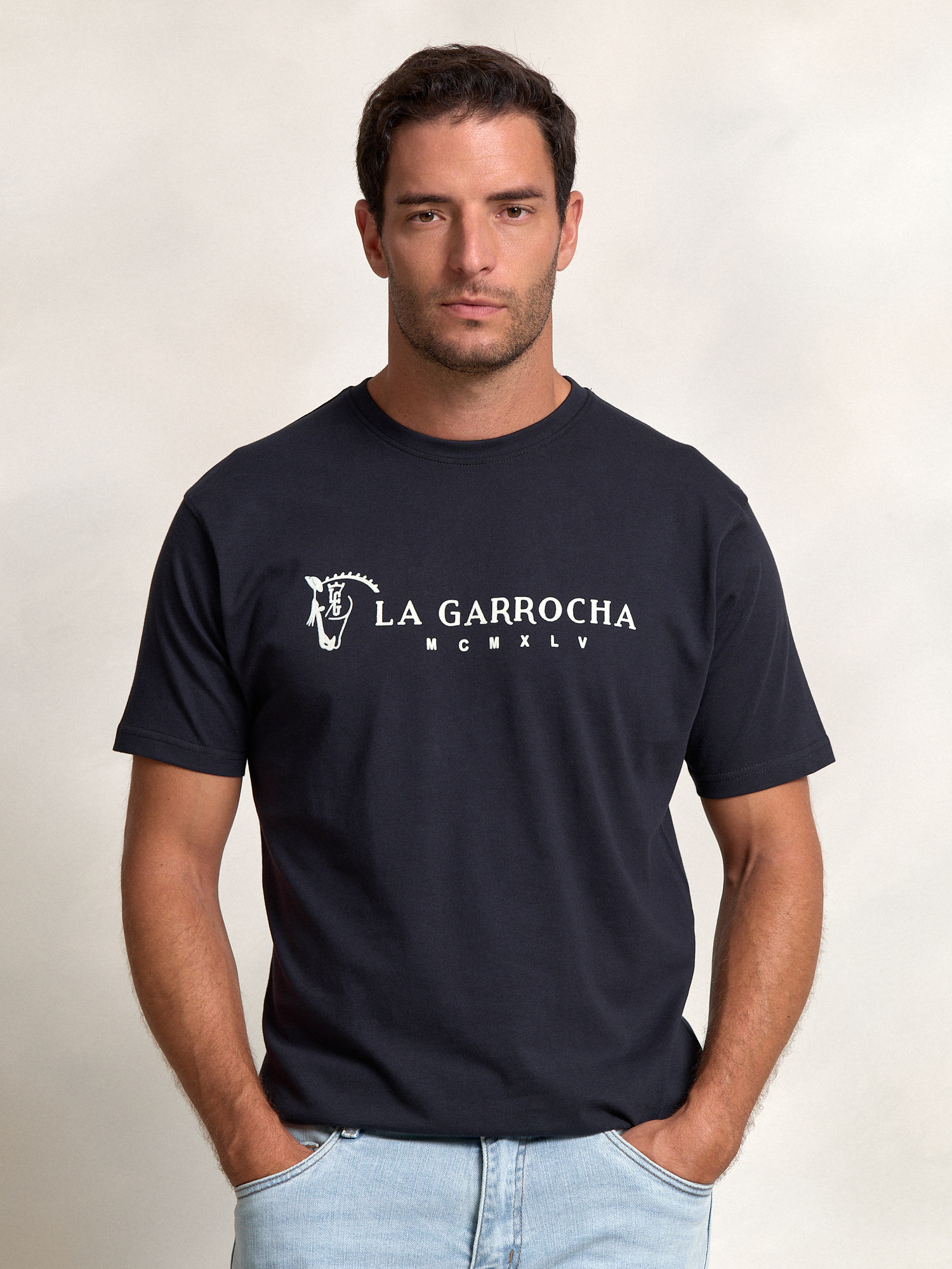 Camiseta Flock Print Clásica | Marino