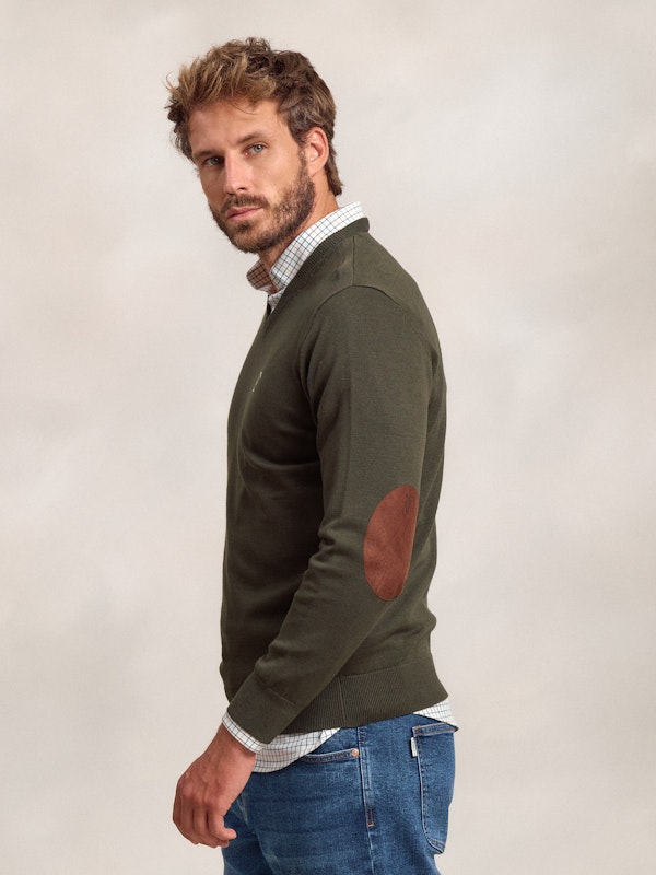 Pull col V avec coudières | Caza