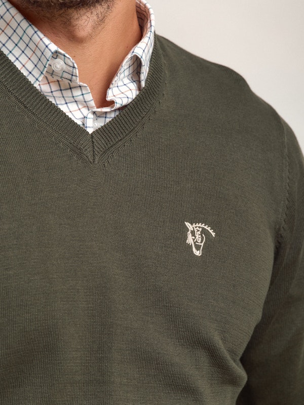 Pull col V avec coudières | Caza