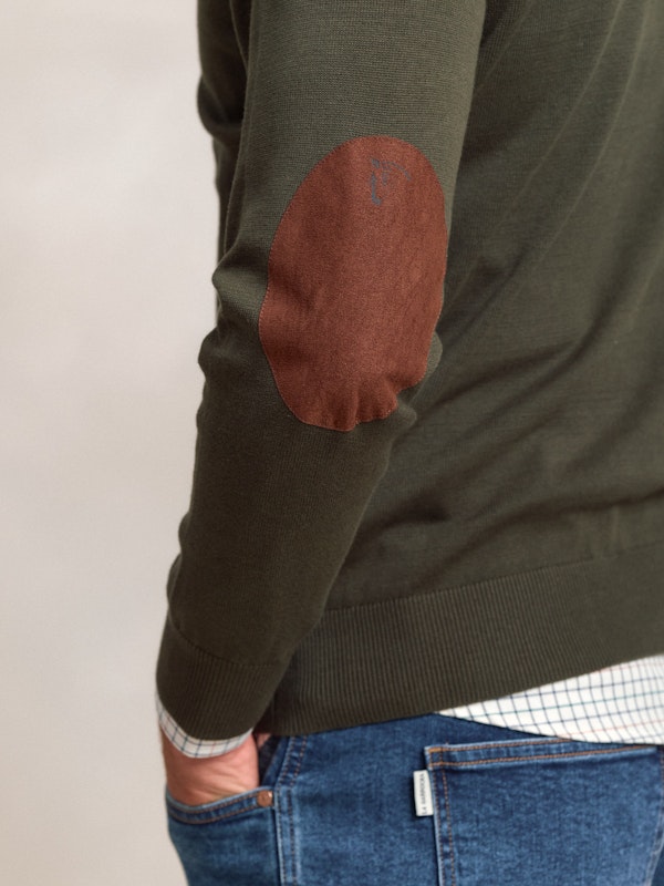 Pull col V avec coudières | Caza