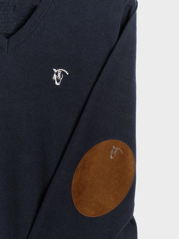 Pull col V avec coudières | Marino