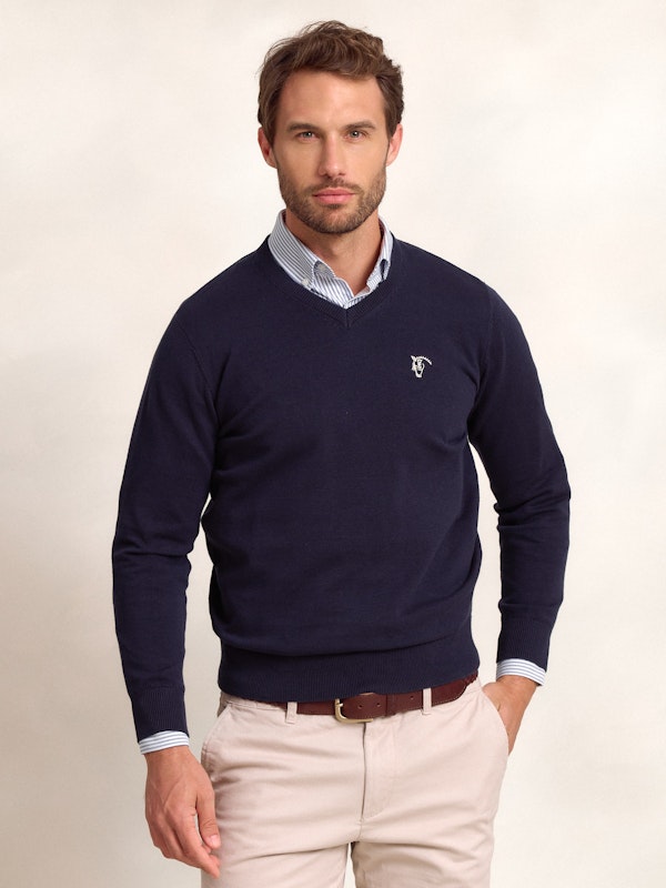 Pull col V avec coudières | Marino