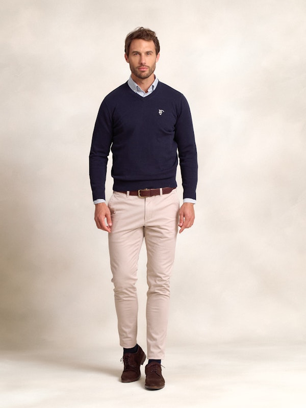 Pull col V avec coudières | Marino