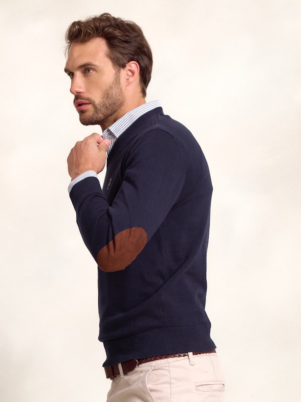 Pull col V avec coudières | Marino