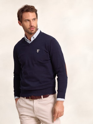 Pull col V avec coudières | Marino