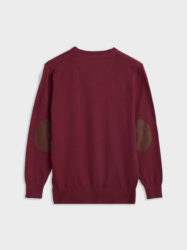 Pull col V avec coudières | Burgundy