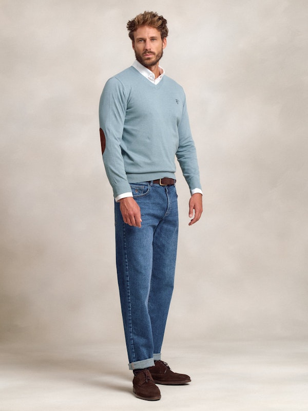 Pull col V avec coudières | Zafiro