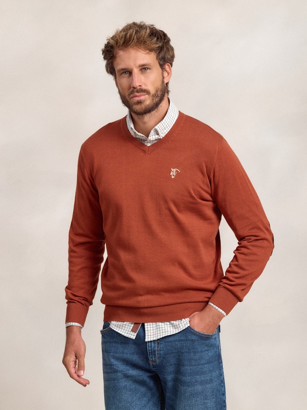 Pull col V avec coudières | Óxido