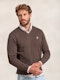 V-neck sweater with elbow patch | Moka