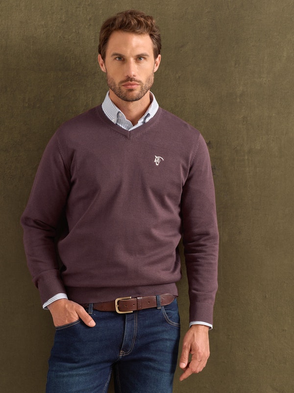 Pull Col V avec Coudières | Malva