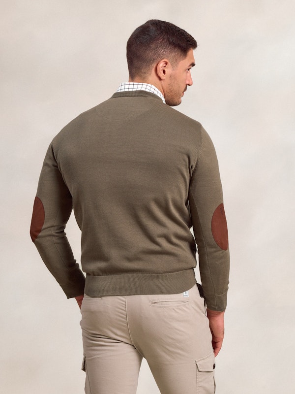 Pull col V avec coudières | Oliva