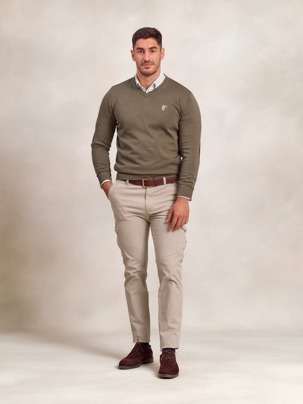 Pull col V avec coudières | Oliva