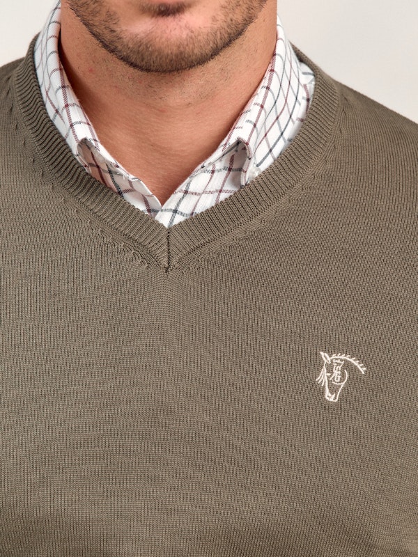 Pull col V avec coudières | Oliva