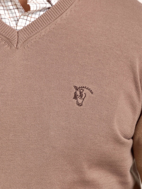 Pull à col en V | Taupe