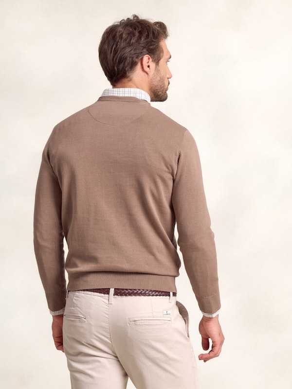 Pull à col en V | Taupe