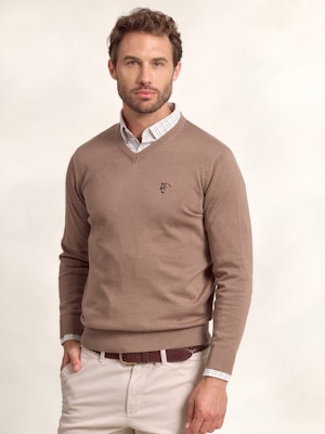 Sweater com decote em V | Taupe