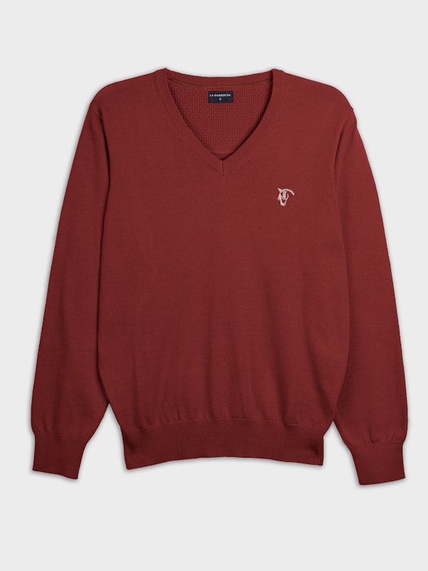 Pull à col en V | Carmesí