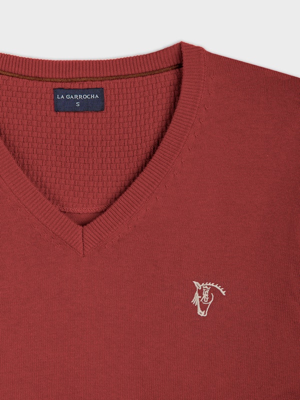 Pull à col en V | Carmesí