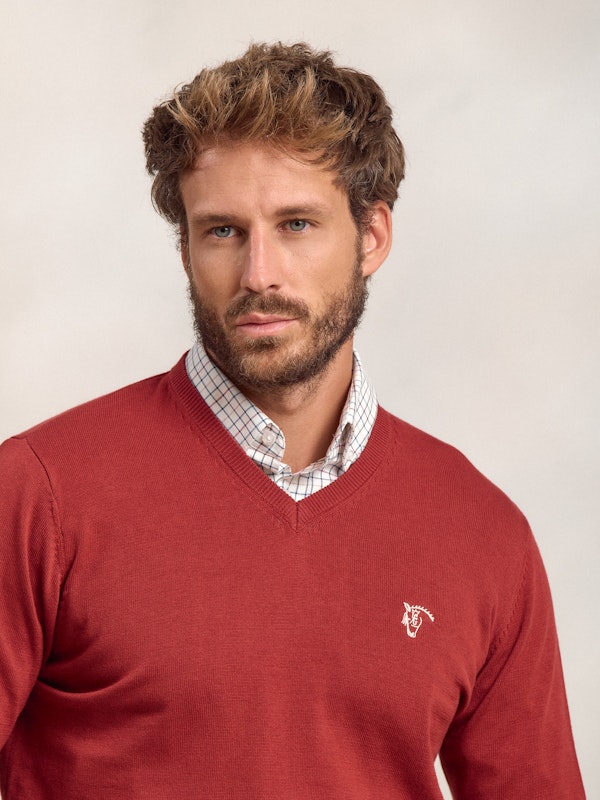 Pull à col en V | Carmesí