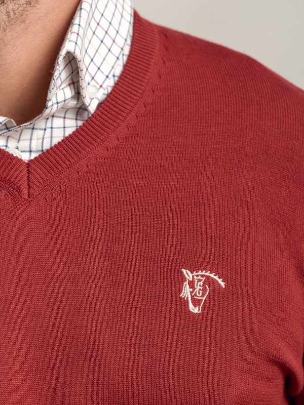 Pull à col en V | Carmesí