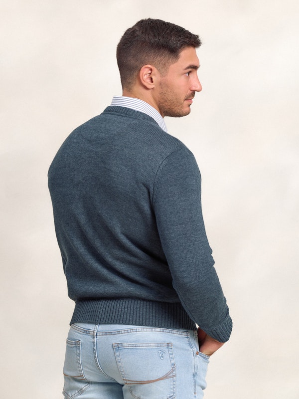 Pull Col V Équestre | Azul Lago