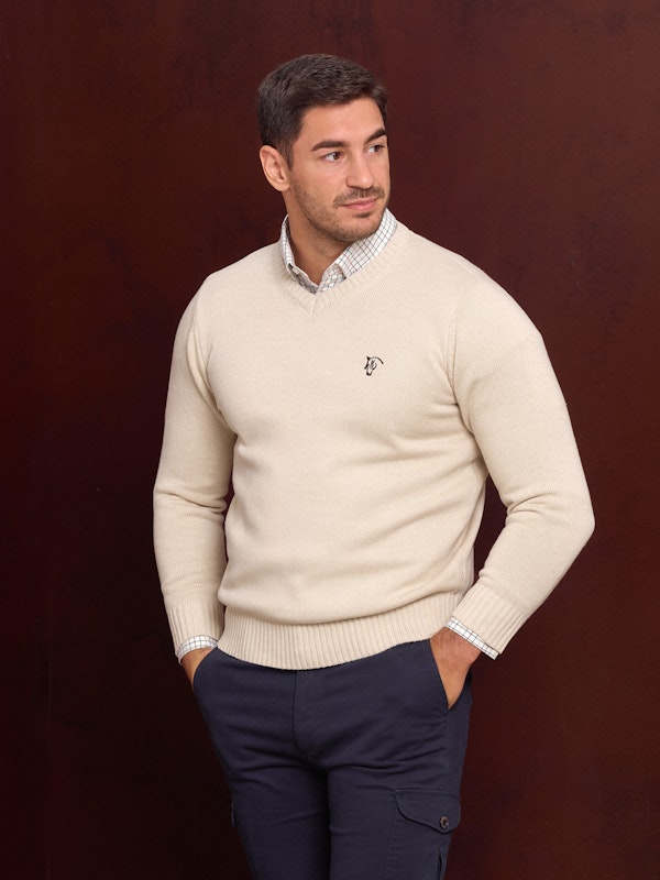 Pull Col V Équestre | Nude