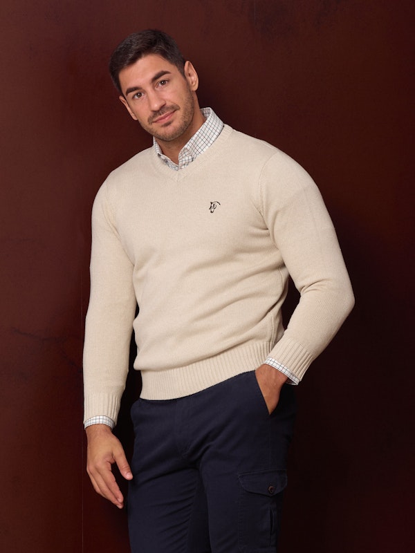 Pull Col V Équestre | Nude