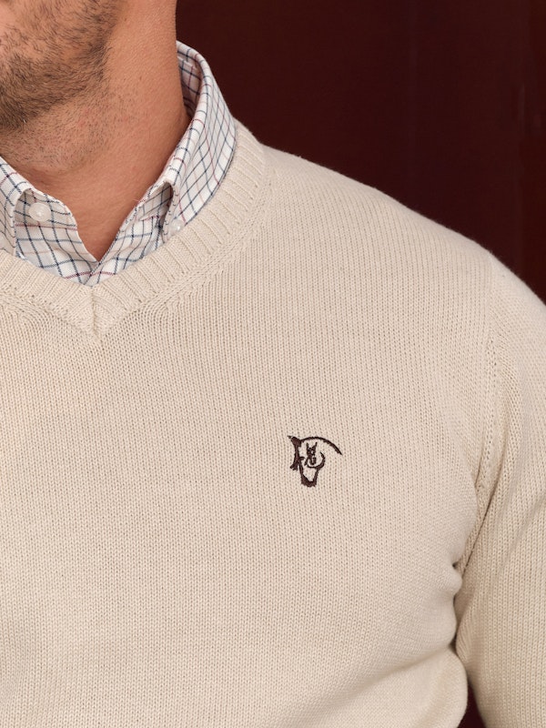 Pull Col V Équestre | Nude
