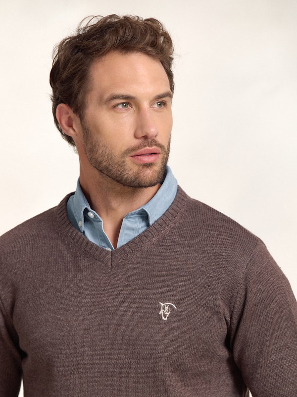 Pull Col V Équestre | Moka