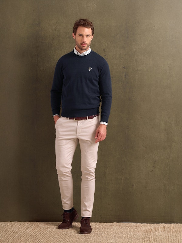 Pull Col Rond avec Coudières | Marino