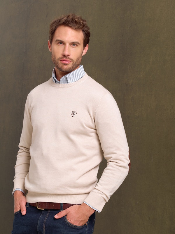 Pull Col Rond avec Coudières | Nude