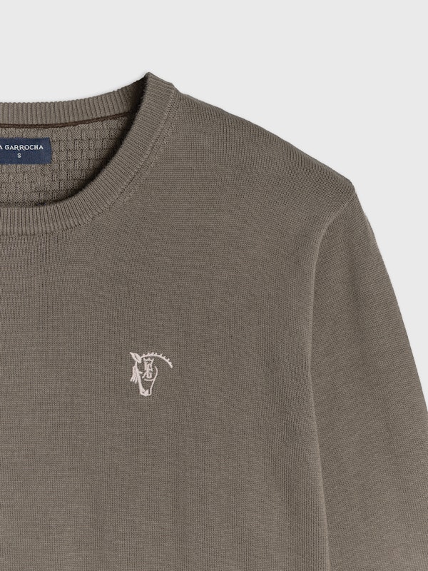 Suéter Gola Redonda com Cotoveleiras | Tostado