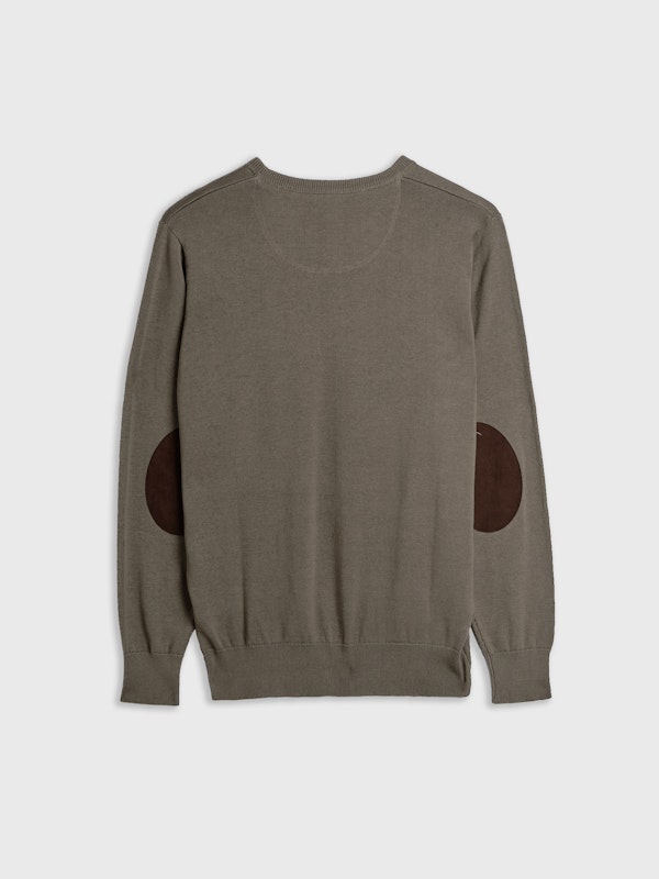 Suéter Gola Redonda com Cotoveleiras | Tostado