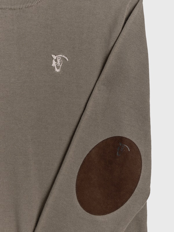 Suéter Gola Redonda com Cotoveleiras | Tostado