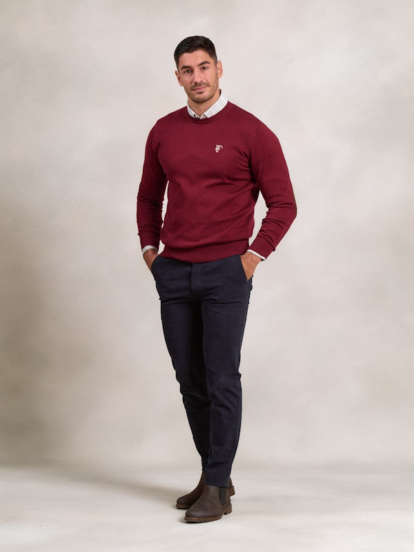 Pull Col Rond avec Coudières | Burgundy