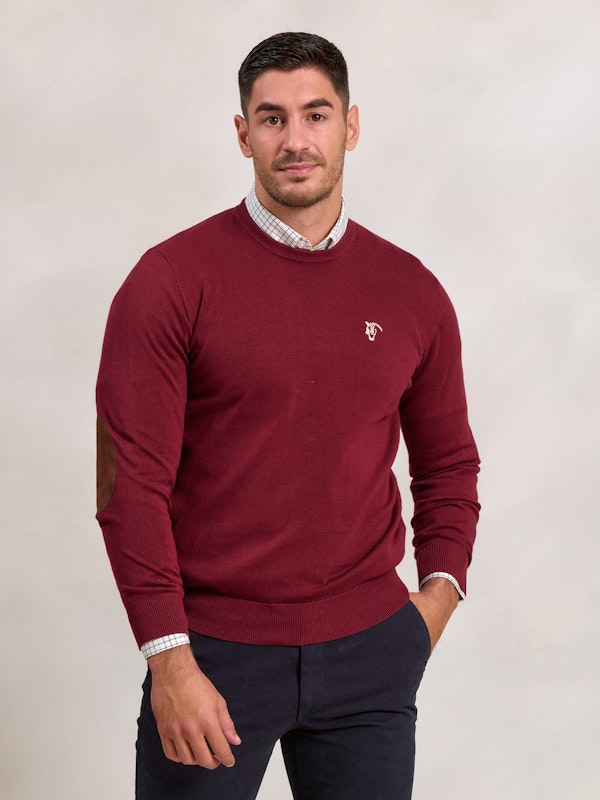 Pull Col Rond avec Coudières | Burgundy