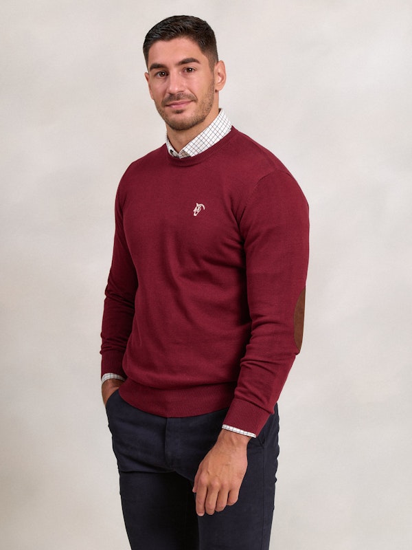 Pull Col Rond avec Coudières | Burgundy