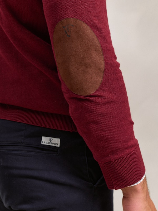 Pull Col Rond avec Coudières | Burgundy