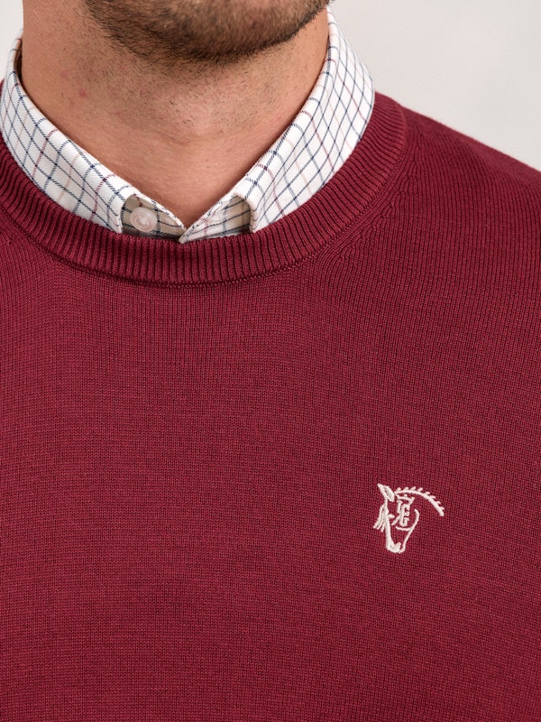 Pull Col Rond avec Coudières | Burgundy