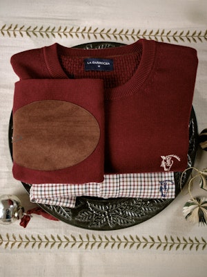 Elbow Patch Crewneck Sweater | Burgundy